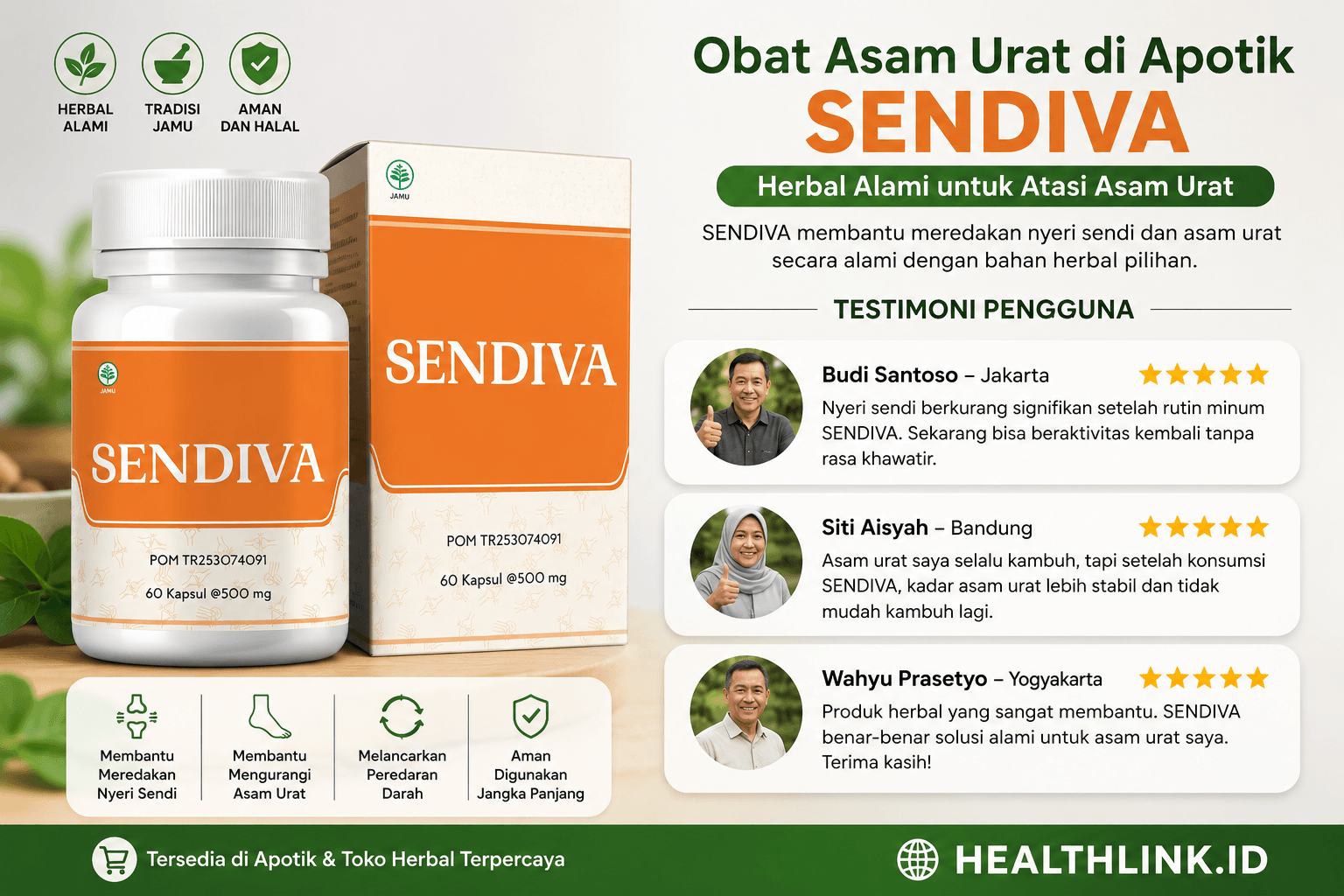 Obat asam urat di apotik jenis herbal sendiva